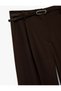 Pleated Straight Wide-Leg Fabric Trousers with Pockets and Belt - 7