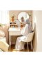 60cm Makeup Vanity Table with Round Mirror & Storage Drawer,Multifunction Dressing Table Vanity Table，Modern Study Table ，Space‑Saver White Cosmetic Desk for Bedroom