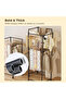 Clothes Rack Rolling Garment Rack with Wheels Hexagonal Clothing Rack for Hanging Clothes Large Capacity Coat Rack Portable Clothes Drying Rack for Bedroom Laundry Room Balcony (Black) - 5