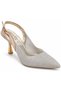 Feles Transparent Glitter Detailed Open Back Stiletto Women's Heeled Shoes Gold - 3