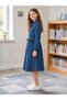Girls' Long Sleeve Denim Dress Shirt Collar Buttoned Belted Pocketed Jean Dress 11-16 Years - 2