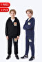 3 Thread Printed Boys' Zippered Hooded 2-Piece Tracksuit Set 4 Pieces