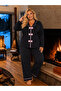 Bamboo Knitted Bow Tie Long Sleeve Black Plus Size Women's Pajama Set - 2
