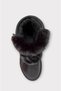 Women's Boots with Fur Inside and Double Belt Black - 7