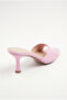 Women's Pink Patent Leather Open-Toe Thin Heeled Slippers 50021013 - 2