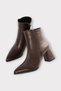Chunky heel pointed toe zip-up women's boots - brown - 3
