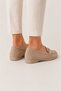 Ribboned Suede Women's Ballerina Shoes Beige - 3