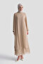 Stylish Dress with Stone Detail Beige - 2