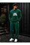 Men's Good Things Take Time Typography Printed Crew Neck Regular Fit Men's Tracksuit Set /Straight Leg Bottom