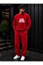 Men's Good Things Take Time Typography Printed Crew Neck Regular Fit Men's Tracksuit Set /Straight Leg Bottom
