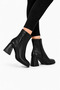 Thick Heel Zippered Stretch Women's Boots Black - 2