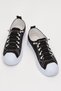 Women's Easy-To-Wear Rubber Laced Sports Linen Sneaker Shoes Black - White - 3