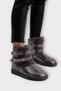 Women's Boots with Fur Inside and Double Belt Platinum - 2