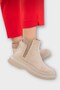 Suede Women's Boots with Side Elastic Beige - 8