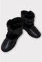 Women's Boots with Fur Inside and Double Belt Black - 6