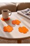 Set of 4 Orange Flower Plexiglass Coasters (10X10 cm) - 3