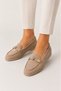 Ribboned Suede Women's Ballerina Shoes Beige - 2