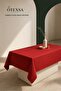 Red Duck Fabric Tablecloth Water and Stain Resistant Plain Pattern Durable Stylish Design