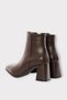 Chunky heel pointed toe zip-up women's boots - brown - 5