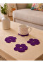 Set of 4 Purple Flower Plexiglass Coasters (10X10 cm) - 3