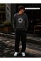 Men's Abstract Sun Printed Crew Neck Regular Fit Men's Tracksuit Set /Straight Leg Bottom