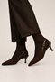 Banded Satin Pointed Toe Heeled Women's Sandals (5cm) Brown