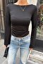 Women's Spanish Style Side Gathered Soft Blouse - 5