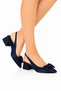 Ribboned Satin Low Heel Women's Sandals (4cm) Dark Blue - 2