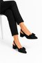 Ribboned Satin Low Heel Women's Sandals Shoes (4cm) Black - 4