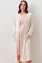 Long Sleeve Patterned Lycra Viscose Maternity Dressing Gown Nightgown Set - 4