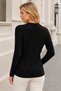 Women's Round Neck Long Sleeve Hair Braided Patterned Stylish Casual Black Knitwear Sweater - 3