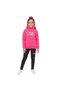 Girl's Fuchsia Hooded Glitter Printed Top and Bottom Set – Sweatshirt and Leggings - 7