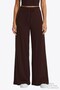 Brown Viscose Basic High Waist Wide Leg Lace-Up Women's Trousers - 5
