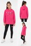 Girl's Fuchsia Hooded Glitter Printed Top and Bottom Set – Sweatshirt and Leggings - 6