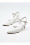 Open Back Ankle Strap White Patent Leather Women's Heeled Evening Dress Shoes - 3