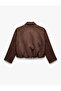 Classic Collar Suede Look Jacket with Drawstring Waist and Zipper Pockets - 6
