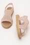 Open Front Knitted Patterned Elastic Women's Sandals Pudra - 5