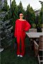 Women's Boat Neck Loose Blouse and Spanish Flare Pants Two-Piece Set