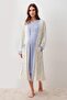 Long Sleeve Patterned Lycra Viscose Maternity Dressing Gown Nightgown Set - 2