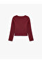 Embroidered Slim Fit Cotton Camisole Crew Neck Long Sleeve T-Shirt - 2