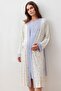Long Sleeve Patterned Lycra Viscose Maternity Dressing Gown Nightgown Set - 3