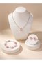 Girls Pink Butterfly Charm Necklace, Bracelet and Earrings Set