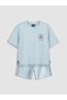 Lcw Kids Blue Stitch Printed Girl's T-Shirt and Shorts - 3