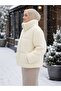Women's Lined Stand Collar Windproof Plush Coat - 3