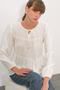 Women's Long Sleeve Textured Blouse 1588 - White - 2