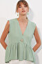 Women's Buttoned Zero Sleeve Blouse 1454 - Mint