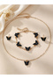 Girls Black Butterfly Charm Necklace, Bracelet and Earrings Set - 6