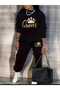 Crew Neck Printed Top and Bottom Women's Set Oversize Women's Tracksuit Set Boyfirend