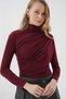 Women's Gathered Detailed Sandy Blouse 1429 - Burgundy