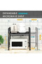 Extendable Microwave Oven Rack,Microwave/Toaster Shelf Heavy Duty Stand Kitchen Counter Top Organizer,Adjustable Height & Length,1-Tier with 6 Hooks, 55lbs Weight Capacity - 3